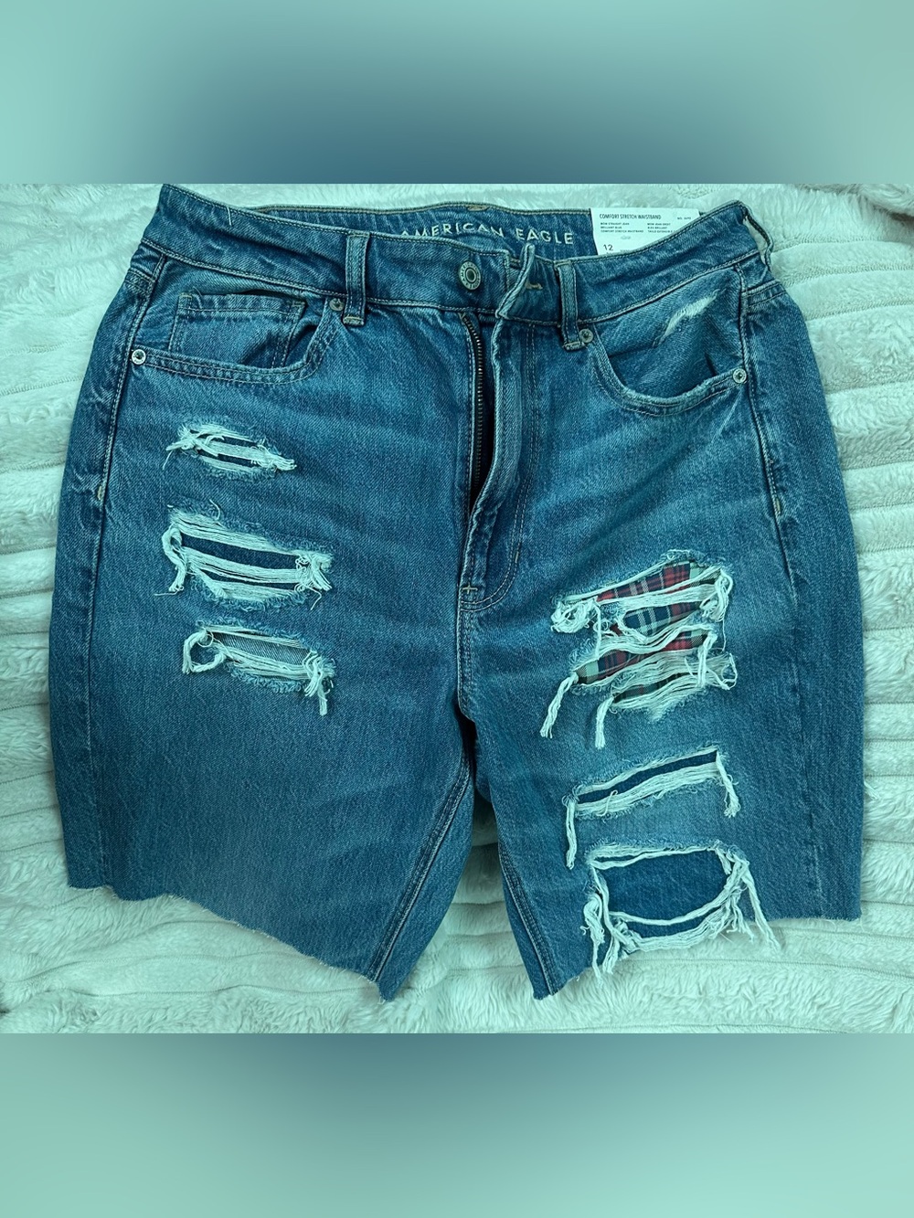 American Eagle Patched Mom Jean Shorts